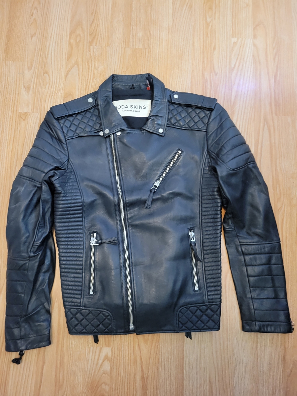 Boda Skins Black Quilted Leather Biker Jacket